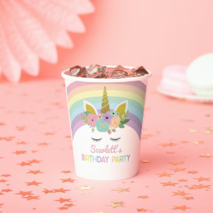 Gobelets En Papier Unicorn Rainbows fête d'anniversaire