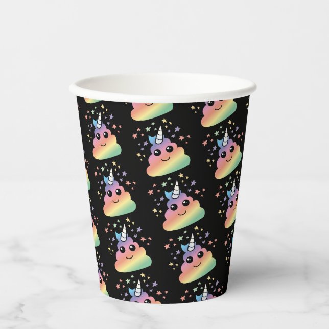 Gobelets En Papier Unicorne Rainbow Poop Emoji (Recto)