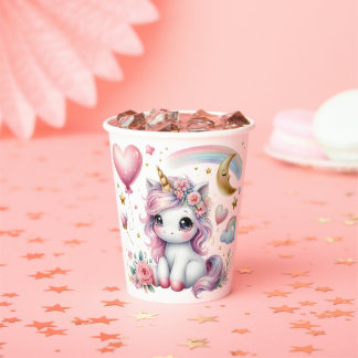 Gobelets En Papier Unicorne rose