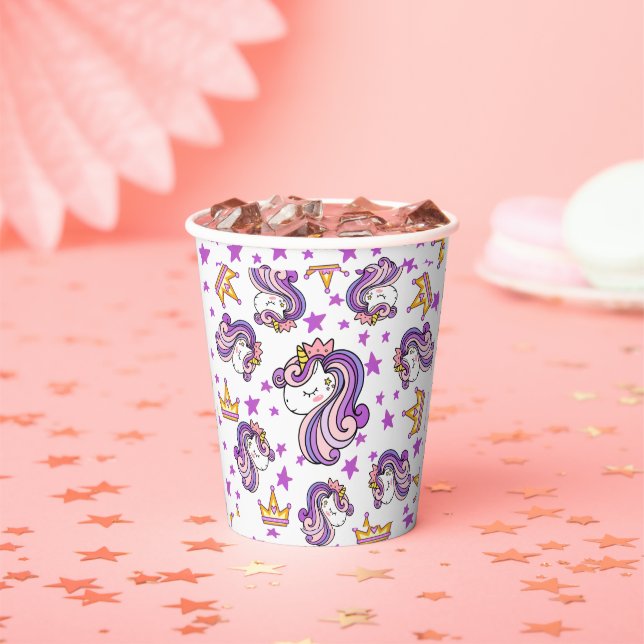 Gobelets En Papier Unicorne violette (Insitu)