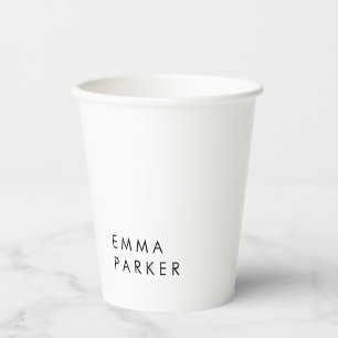 Gobelets En Papier Unique Black White Trendy Ajouter Votre Nom