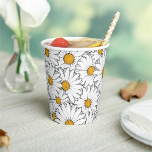 Gobelets En Papier Unique Hip Summer Daisy Floral Pattern Aquarelle