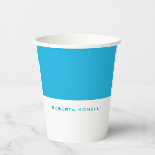 Gobelets En Papier Unique Moderne Minimaliste Bleu Blanc Blanc Ajoute