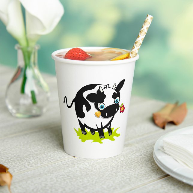 Gobelets En Papier Vache avec une fleur (Créateur téléchargé)