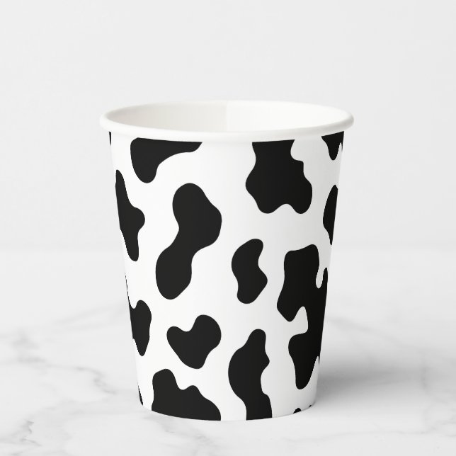Gobelets En Papier Vache blanche et noire Imprimer Fête d'anniversair (Gauche)