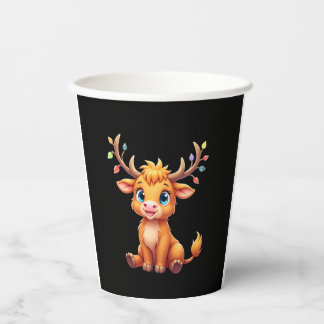 Gobelets En Papier Vache de Noël drôle lumineuse pour garçons filles