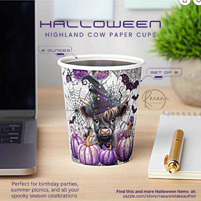 Gobelets en papier Vache des Highlands Halloween (Créateur téléchargé)