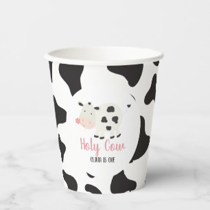 Gobelets En Papier Vache sacrée Anniversaire Imprimé Vache Rose Daisy