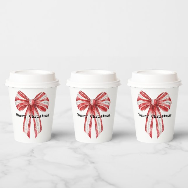 Gobelets En Papier Vaches blanches de menthe rouge de Noël (Multi)
