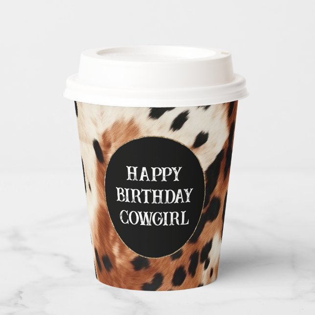 Gobelets En Papier Vachette animale à la crème Brown (Recto)