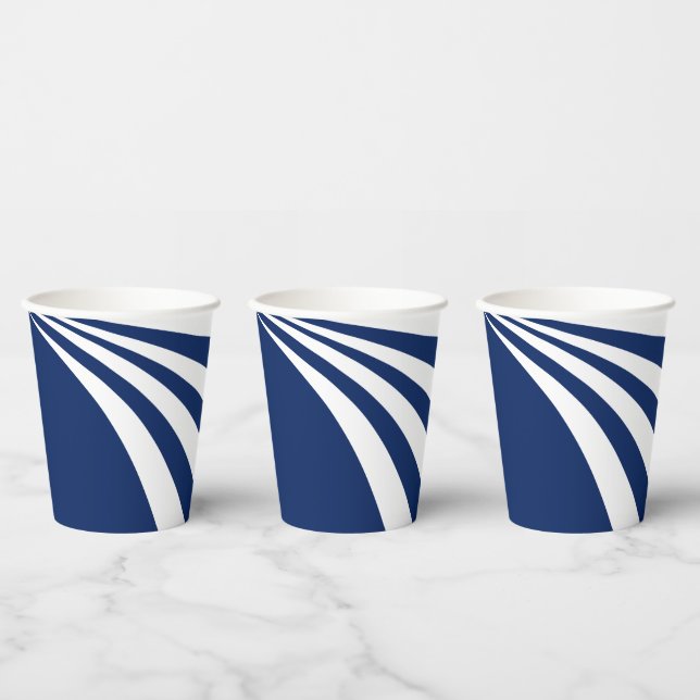 Gobelets En Papier Vague bleue et blanche (Multi)