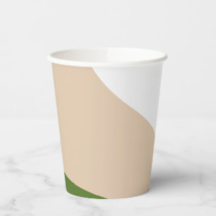 Gobelets En Papier Vagues simples - Blanc, Sable et Palm Vert
