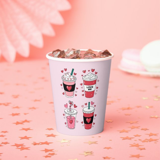 Gobelets En Papier Valentines Day Latte Coffee Lover (Insitu)