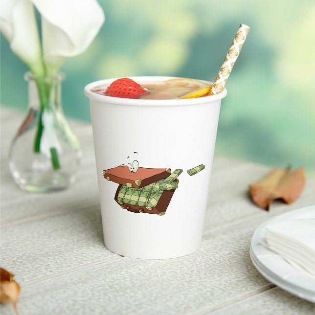 Gobelets En Papier Valise caricature pleine d'argent en espèces (Créateur téléchargé)