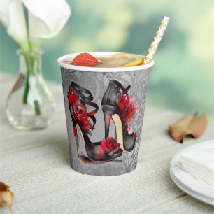 Gobelets En Papier Vampy Strappy Stilettos   Roses rouges talons sur 