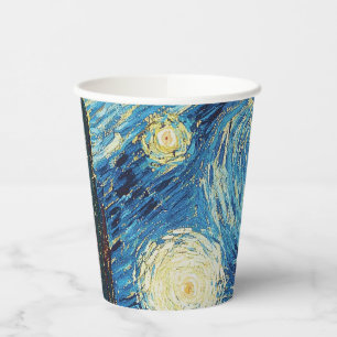 Gobelets En Papier Van Gogh Nuit étoilée Vintage Bleu Chef-d'œuvre