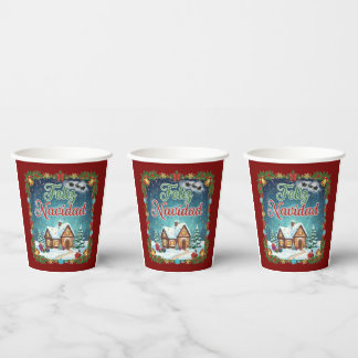 Gobelets En Papier Vaso navideño con diseño colorido y festivo