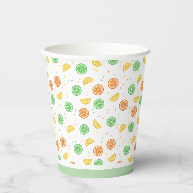 Gobelets En Papier Vasos de papel cítricos borde verde (Recto)