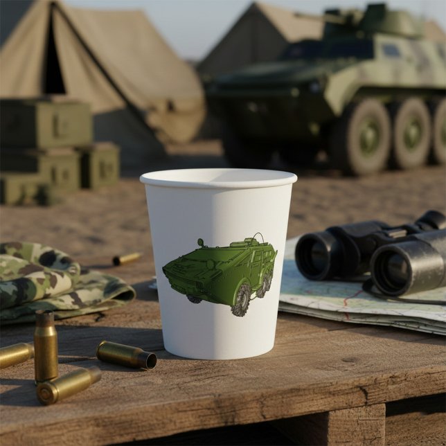 Gobelets En Papier Véhicule militaire blindé vert (Créateur téléchargé)