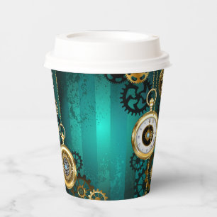 Gobelets En Papier Veille bijoux Steampunk sur un Arrière - plan vert