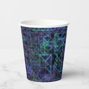 Gobelets En Papier veines cybernétiques, en bleu et vert :