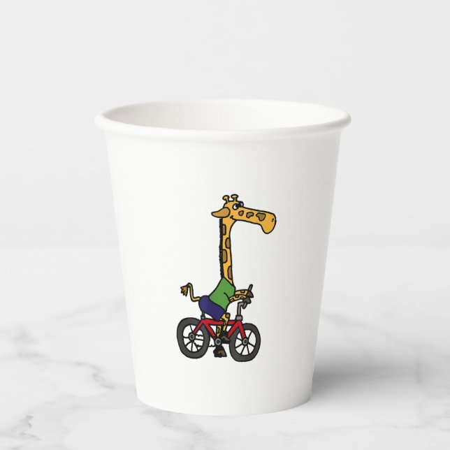 Gobelets En Papier Vélo cool Giraffe équitation (Recto)