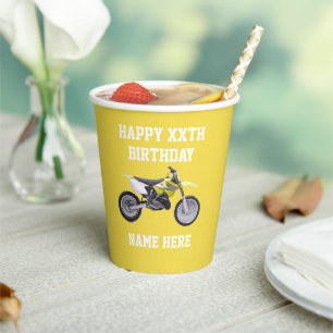 Gobelets En Papier Vélo droit Jaune Anniversaire Sport Racing Cool En