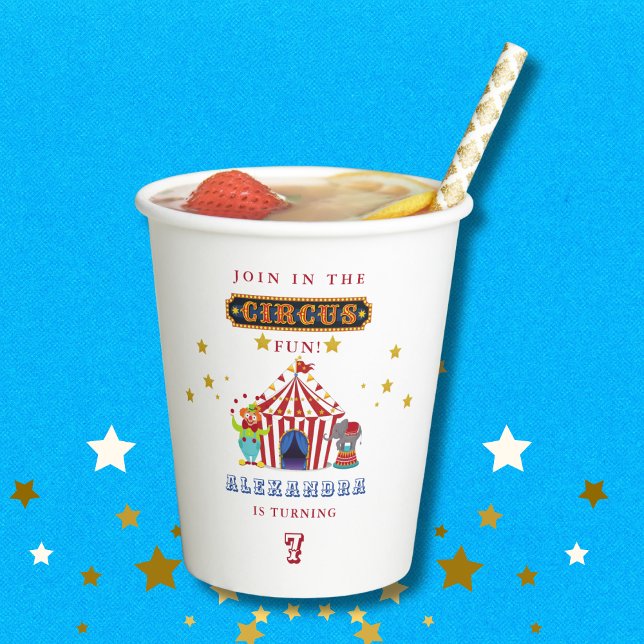 Gobelets En Papier Venez Tous Carnaval Rouge Cirque Anniversaire (Créateur téléchargé)