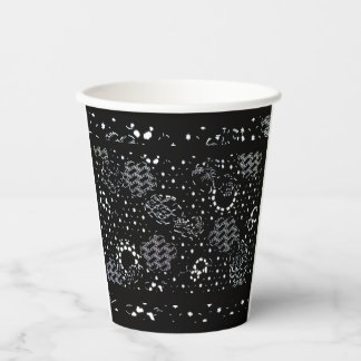 Gobelets En Papier Verre à motif de rose esquisse et soie sérigraphié
