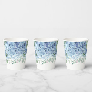 Gobelets En Papier Vert Bleu hydrangée C'est un Baby shower garçon