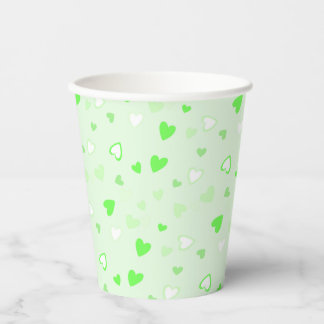 Gobelets En Papier Vert Coeurs mignons
