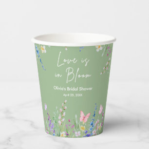 Gobelets En Papier Vert sauge Printemps L'amour est en fleur Salle de