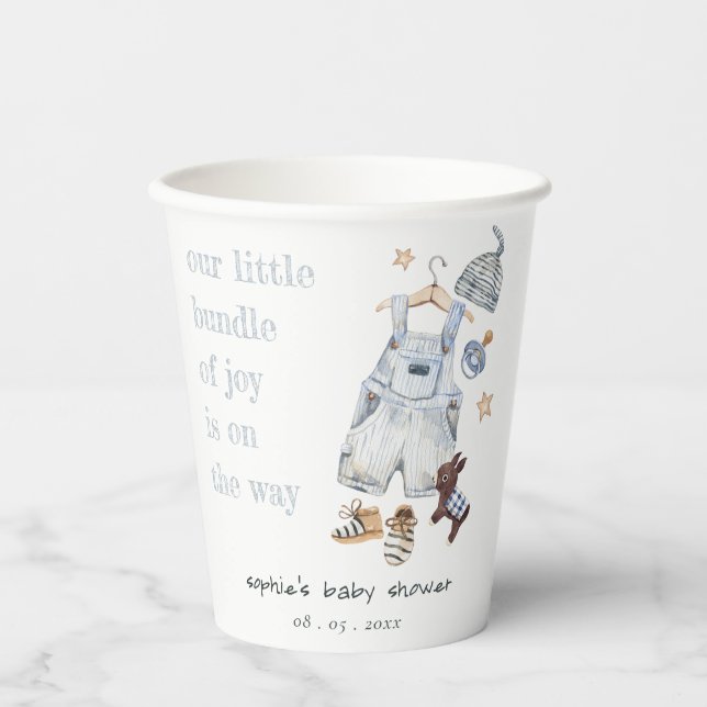 Gobelets En Papier Vêtements Bébé mignons Essentials Baby shower Garç (Recto)
