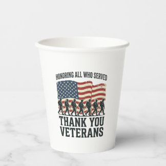Gobelets En Papier Vêtements de drapeau militaire patriotique Merci a
