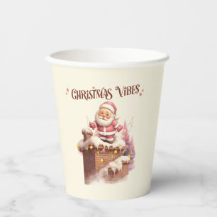 Gobelets En Papier Vibes de Noël rose Père Noël