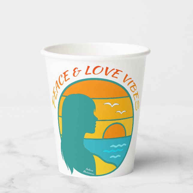 Gobelets En Papier Vibes de Paix & d'Amour (Recto)