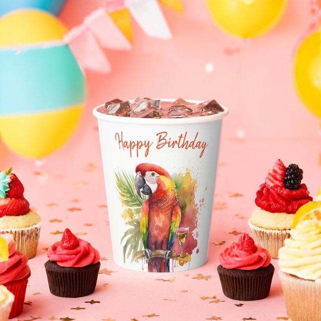 Gobelets En Papier Vibes d'été Parrot - Anniversaire (Créateur téléchargé)
