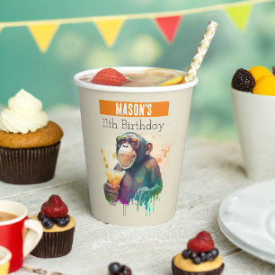 Gobelets En Papier Vibes d'été Singe - Anniversaire