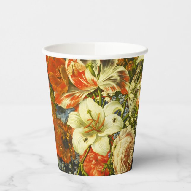Gobelets En Papier Vie morte avec fleurs et fruits (Gauche)