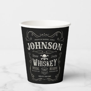 Gobelets En Papier Vieux Étiquette Whiskey Personnalisé Vintage Liquo