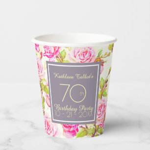 Gobelets En Papier Vieux Rose 70e anniversaire de la coupe de papier 