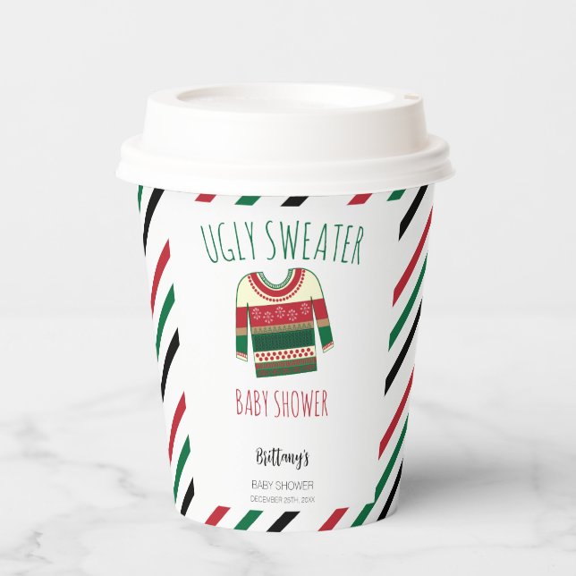 Gobelets En Papier Vilain Baby shower de Noël (Recto)