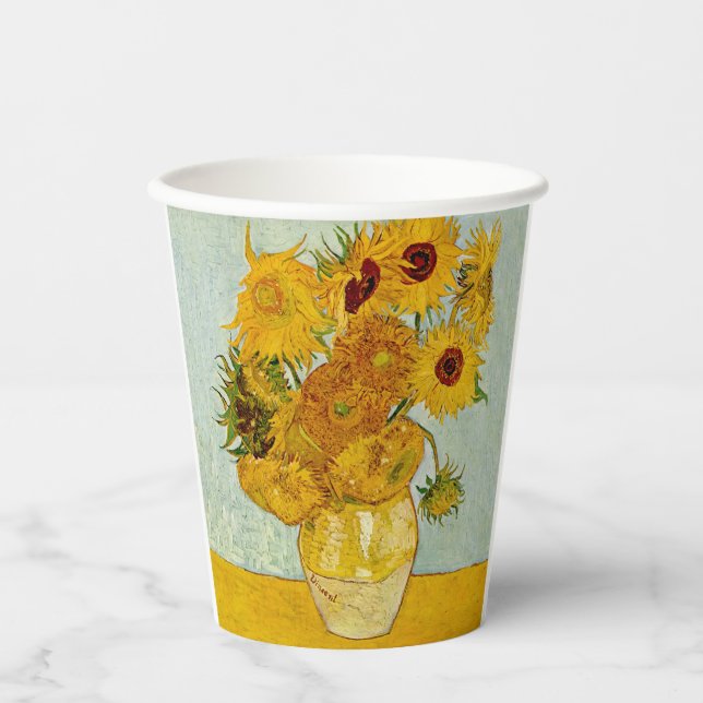 Gobelets En Papier Vincent Van Gogh 12 Tournesols Impressionniste (Recto)