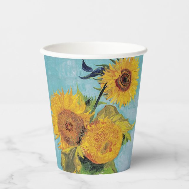 Gobelets En Papier Vincent Van Gogh - Trois tournesols dans un vase (Recto)