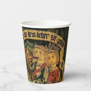 Gobelets En Papier Vintage Allemagne Moyen-Age Renaissance Love Chass