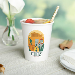 Gobelets En Papier Vintage Athènes Grèce Voyage - Parthenon