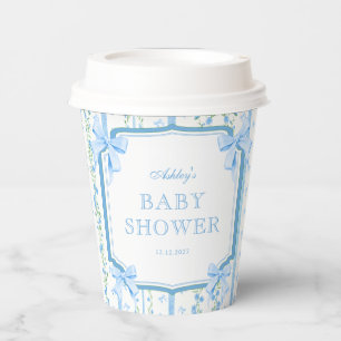 Gobelets En Papier Vintage Bleu Bébé Fille Douche
