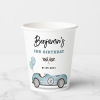 Vintage Blue Race Car Deux Fast Boy Anniversaire