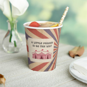 Gobelets En Papier Vintage Circus Little Peanut Red Blue Baby shower