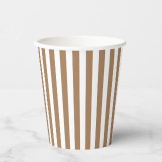 Gobelets En Papier Vintage Classic Brown et blanc Vertical Striped